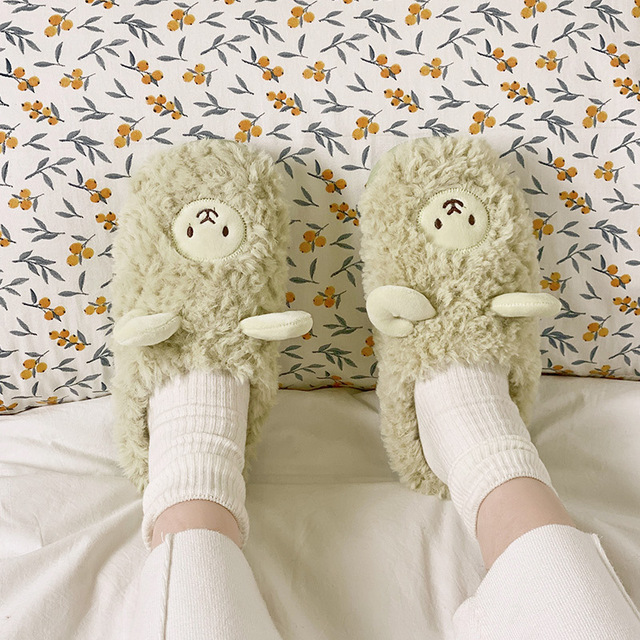 Women Winter Cute Animal Slippers Fashion Kawaii Fluffy Winter Warm Slippers Female Cartoon Milk Cow Indoor Slippers Funny Shoes