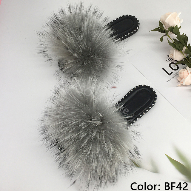 women flip flops summer fluffy slippers luxury real fur slides for women fluffy sliders jelly shoes woman flat sandals with fur