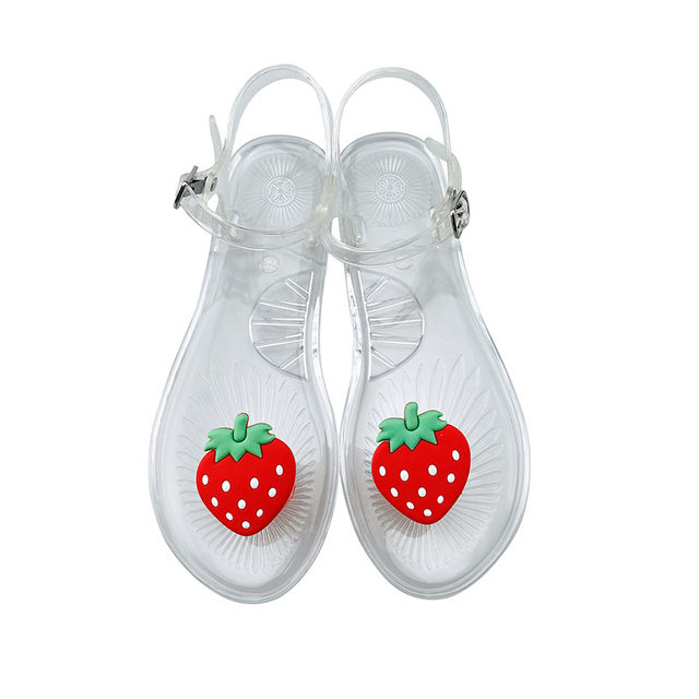 Women Fruit Sandals Transparent PVC Flat Flip Flop Sandal Ladies 2022 Summer Outdoor Fashion Non-slip Buckle Strap Beach Shoes