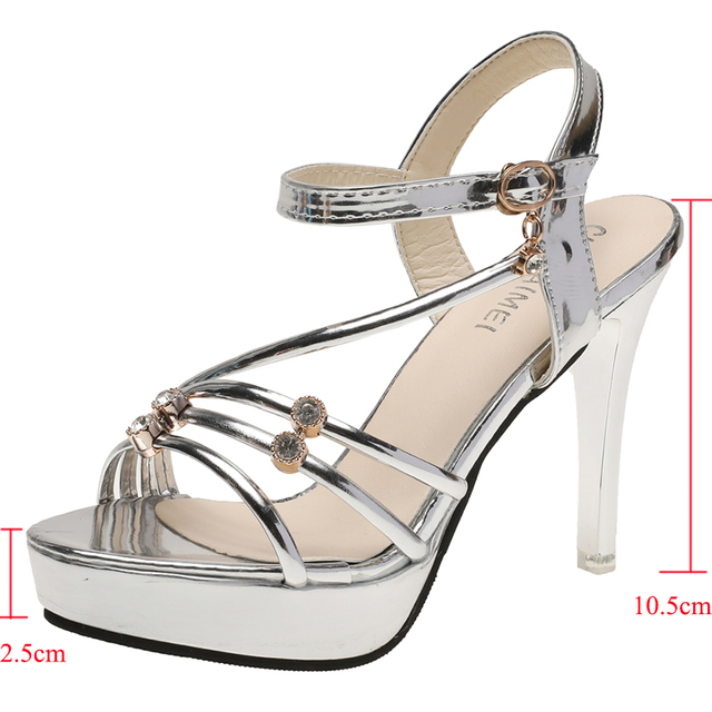 Lucyever Crystal Thin High Heels Sandals Women 2022 Summer Ankle Strap Platform Sandal Woman Gold Silver Ladies Party Shoes