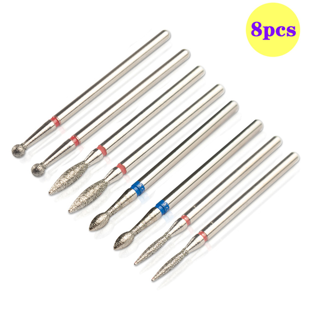 8pcs Diamond Milling Cutter for Manicure Set Nail Drill Bits Accessories Nozzles for Manicure Cutters Pedicure Sanding Nail File