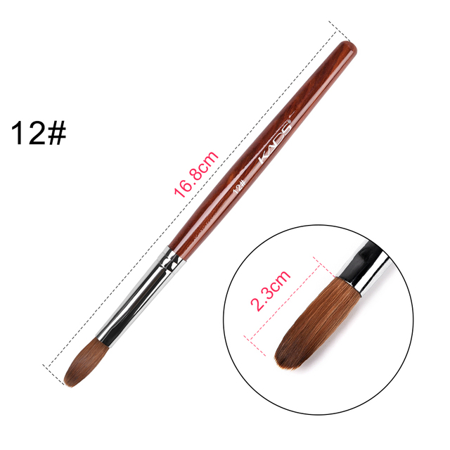 KADS Acrylic Nail Brush Curly Kolinsky Sable UV Nail Art Gel Extension Brush Manicure Flat Round Brush Red Wood Nail Brush