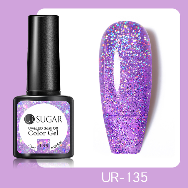 UR SUGAR 7.5ml Glitter UV Gel Polish Bling Sequins Rose Gold Silver Soak Off Manicure Nail UV Gel Polish Lacquer Base