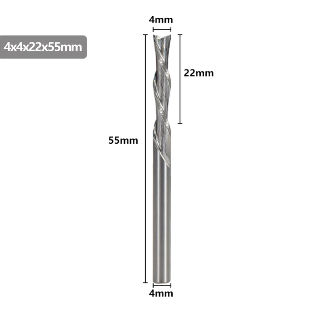 XCAN Left Hand Down Cutter 3.175/4/5/6mm Shank Spiral End Mill 2 Flute Carbide Milling Cutter for CNC Aluminum Cutting Milling B