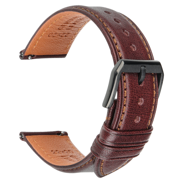 18 19 20mm 21 22mm 23 24 Leather Watch Strap Black Brown Quick Release Watchband Men Women Smart Watch Bracelet Bracelet Wristband