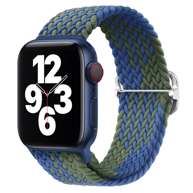 Braided Solo Loop Ring for Apple Watch 44mm 40mm 42mm 38mm Elastic Nylon Fabric Bracelet for iWatch 3 4 5 SE 6 Adjustable Buckle