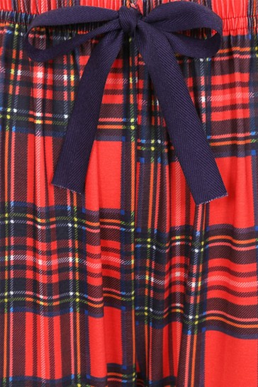 طقم بيجاما جيرسيه حريمي من Hot Squash Red Tartan