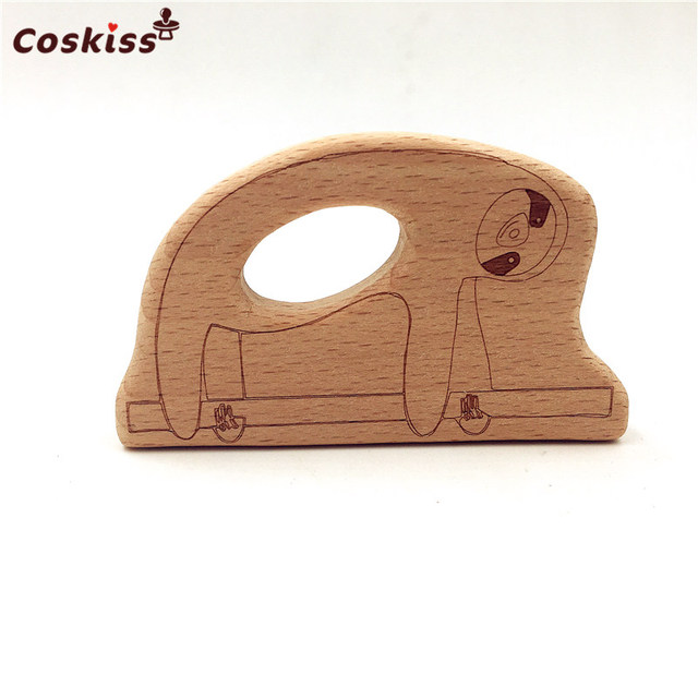 Lovely Cartoon Wood Teether 10pcs Pure Natural Animal Shaped Baby Teething Nursing Wood Teether Baby Girl DIY Pendant Toys