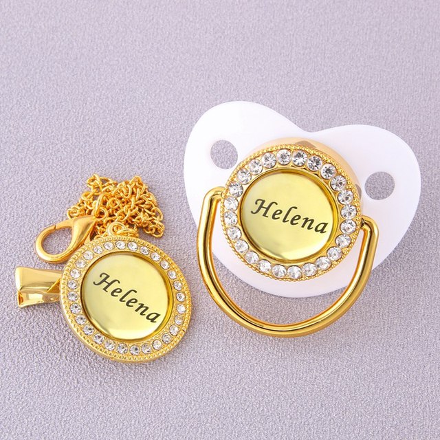 BlingBling Clear Pacifier and Snipper Customized Name Name Sacrifice Baby Sucette Newborn Feeding BPA Free Baby Shower Gifts