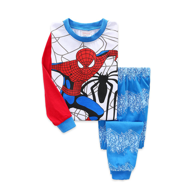 New Spring Autumn Children's Clothing Sets Boys Sleepwear Kids Clothes Spider Pajamas Set Baby Girls Cotton Cartoon Cars Pajamas