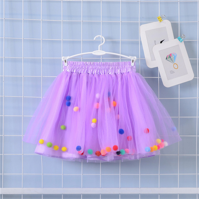 2022 New Arrival Infant Mulity Colorful Tulle Tutu Skirt Pom Pom Princess Mini Dress Children's Clothing Pettiskirt Girl Clothes