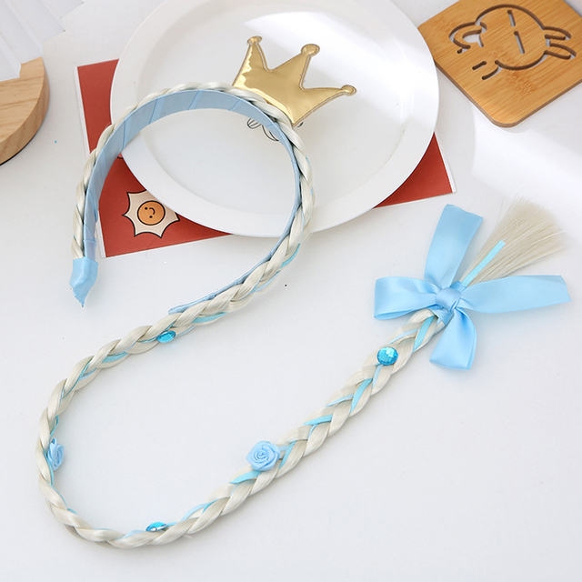 Elsa Cosplay Weaving Tangled Braid Kids Rapunzel Princess Hair Headband Girl Wig Princess Girls Headband Kids Hair Hoop Braided