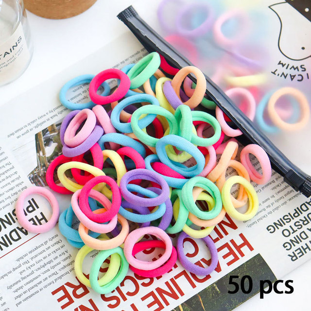 50/100pcs Colorful Girl Hairband Children Headband Small Elastic Hair Bands Scrunchy Baby Rubber Band Nylon Hair Accessories Toddler