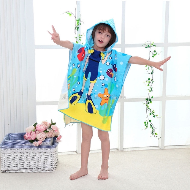 Cartoon Baby Bath Towel Microfiber Cotton Hooded Beach Towel Newborn Cape Towels Soft Poncho Kids Bathing Stuff Infant Towel