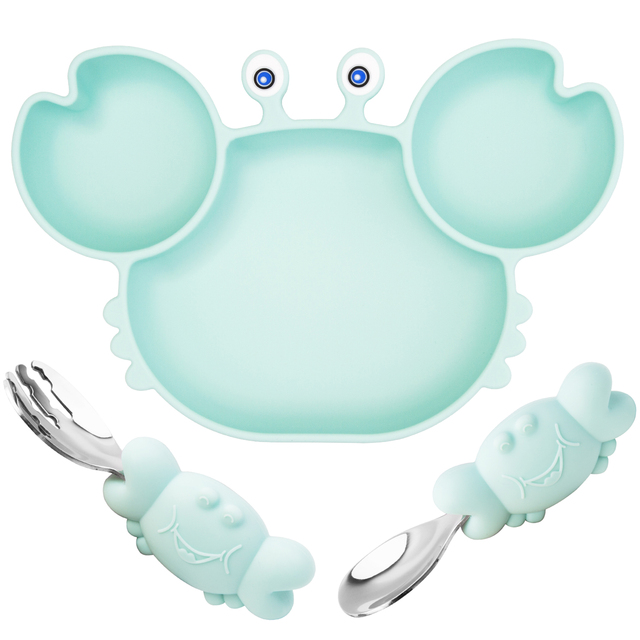 Qshare Silicone Baby Dishes For Kids Tableware Plate Non-Slip Baby Feeding Bowl BPA Free