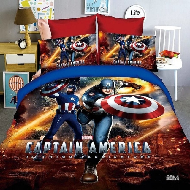 Disney Kids New Captain America The Avengers Spiderman Baby Bedding Set Twin Single Duvet Cover Pillowcase For Boys Children Gift