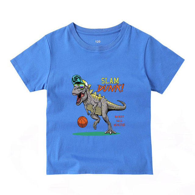 2022 Fashion Boys and Babies' Short Sleeve T-shirt Boys T-Rex Crewneck Dinosaur T-shirt Cotton Tops Tees Summer Clothes