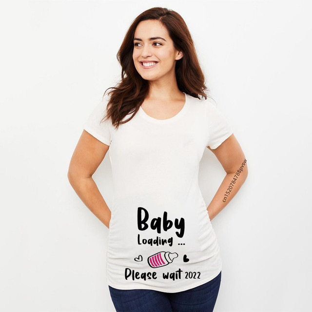 Pregnant Women T-Shirt Lady Letter Printed Maternity Short Sleeve Pregnancy Announcement Shirt 2022 Summer Mom Top Tees Clothes