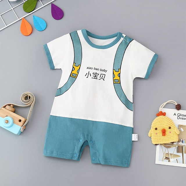 0-24 months newborn romper infant stuff baby clothes girl summer T-shirt with lucky cat kitty duck unisex clothes baby outfit