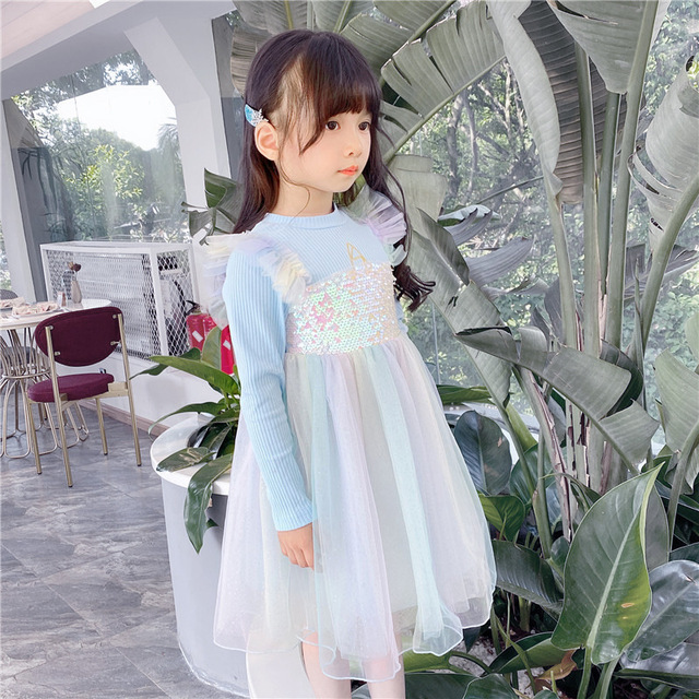 Autumn New Fashion Baby Girls Dresses Long Sleeve Chiffon Floral Princess Cute Dress Family Vacation Beach Kids Clothes 1-6 Years