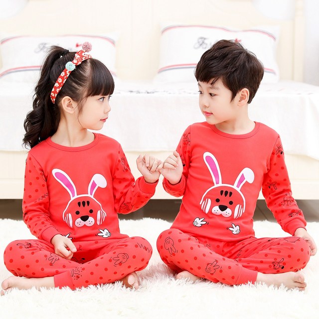 Easter Pajamas Kids Pajamas Girl Sleepwear Set Cotton Rabbit Top+Pants Pajama Outfit Long Sleeve 2pc Pink Children Night Clothes