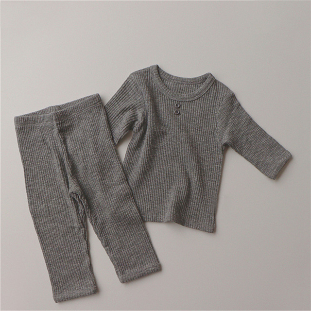 Newborn Baby Clothing Sets Ribbed Cotton Bib Leggings Pants Suit For Autumn Girls Outfits Boys Long Sleeve Baby Clothes