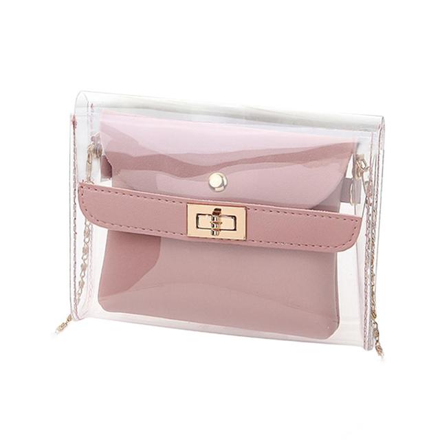 2pcs Transparent Mini Summer Bags Women Buckle Clear PVC Jelly Small Shoulder Bag Female Chain Camouflage Messenger Bags Tote