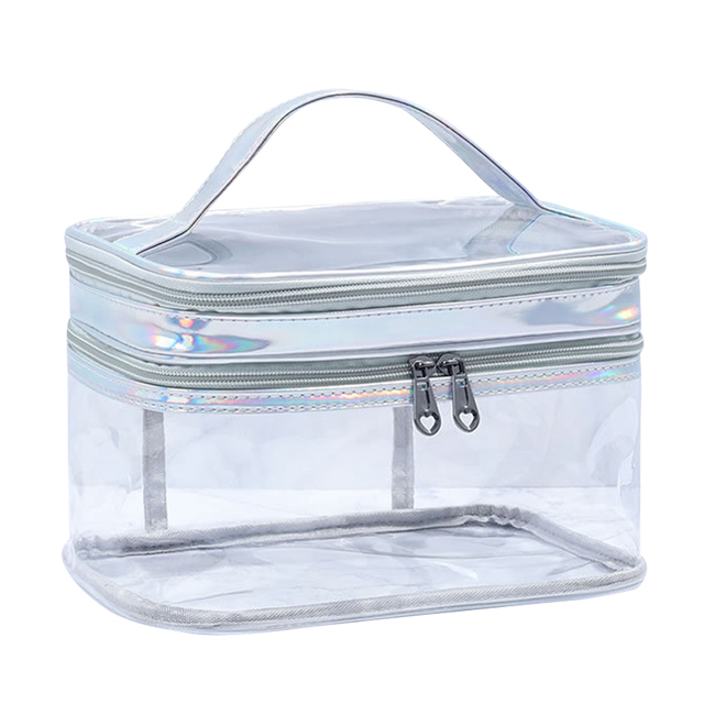 Travel PVC Cosmetic Bags INS Fashion Women Transparent Clear Zipper Makeup Bags Organizer Bath Wash Make Up Tote Handbags Case