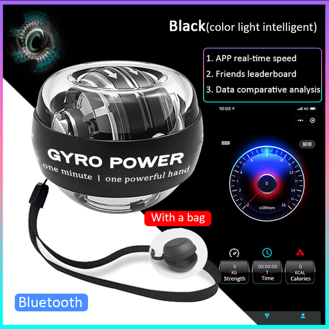 LED Wrist Ball Self Starting Gyroscope Energy Ball Gyro Strength Ball Muscle Relax Arm Wrist Strength Trainer Fitness Sports Equipment