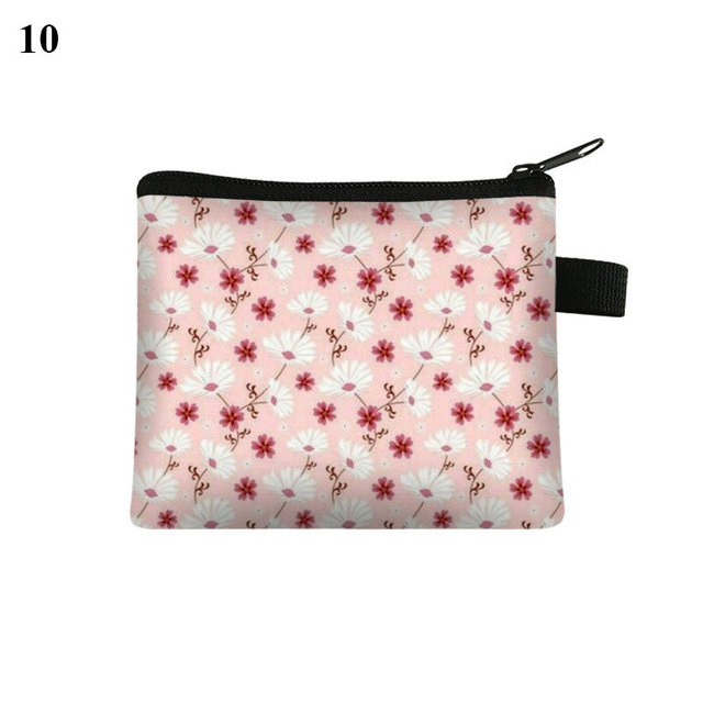 Fashion Brand Wallet Women Lovely Bowknot Flower Print Small Coin Bag Wallet Canvas Zipper Female Coin Purse Purse Earphone