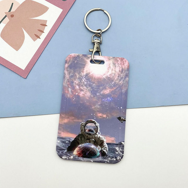 New Cartoon Space ID Credit Bank Card Holder Students Bus Visiting Card Case Door ID Badge Cards Cover for Women Men Pendants