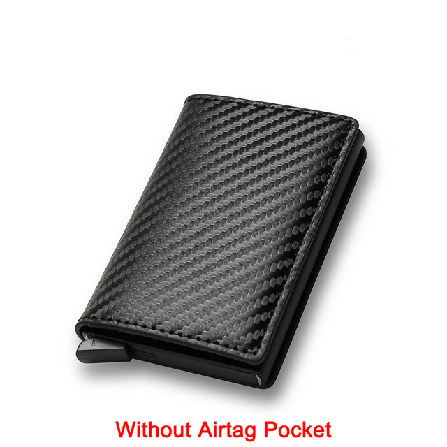 DIENQI Men's Carbon Fiber Card Holder, Branded, Charming Black, Leather Three Layers, Small for Money