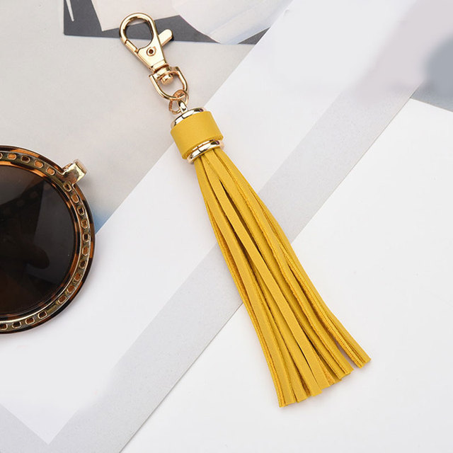 Fringe PU Leather Tassel Keychains Rhodium Key Holder Metal Key Charm Key Ring Bag Auto Car Pendant Hot Sale Jewelry