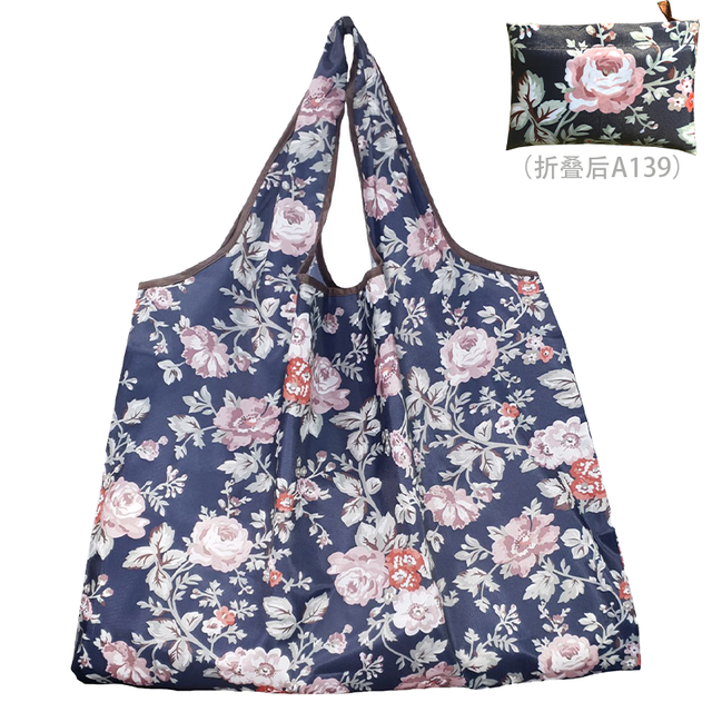 Large Durable Nylon Printing Foldable Eco-friendly Shopping Bag Tote Folding Pouch Bags Convenient Storage Bags Large Capacity