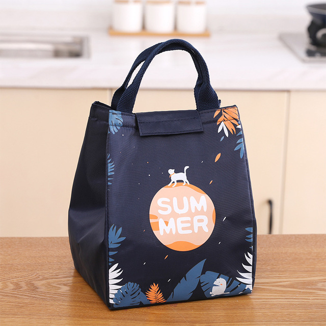 Functional Style Cooler Lunch Box Portable Insulated Canvas Lunch Handbag Thermal Food Picnic Lunch Bags For Women Kids