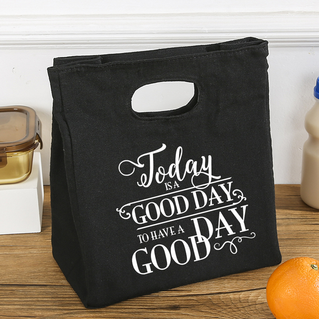 Today is Good Today Printing Reusable Lunch Bags Children Thermal Box Large Capacity Travel Portable Picnic Pouch Eco Handbags