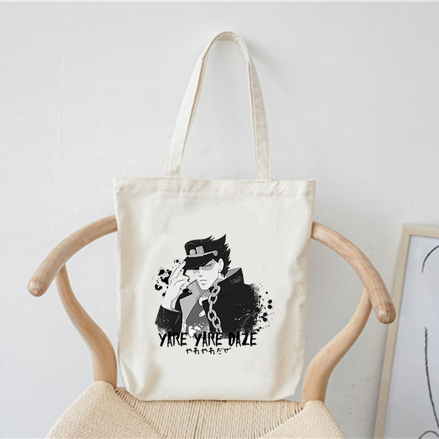 jojo bizarre adventure shopping bags customize logo bag women handbags large designer shopper shoulder canvas bag tote bag