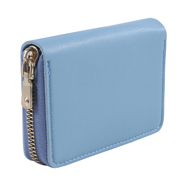 Women PU Zipper Cash ID Card Credit Card Holder Pure Color Business Card Case Name Card Holder Card Holder