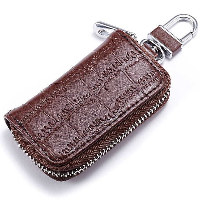 Fashion Genuine Leather Car Key Bag Unisex Crocodile Print Zipper Top Quality Cow Split Key Organizer Purse