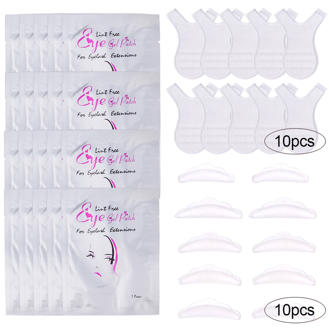 40/70pcs Y Shape Brush Silicone Eyelashes Curler Reusable Lash Lifting Perm Pad Hydrogel Patches Under Eye Eyelash Extension Kit