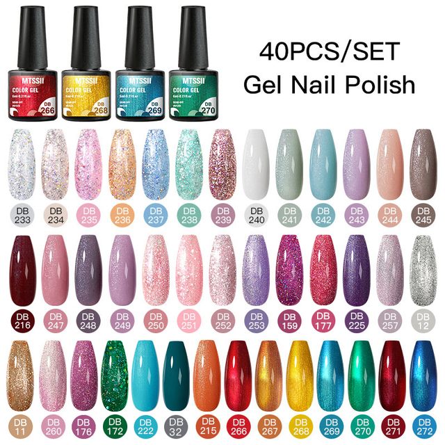 Mtssii 24/25/40/60pcs Gel Nail Polish Set Color Gel Semi Permanent UV Led Varnish Nail Art Design Soak Off Gel Set Nail Gel Set