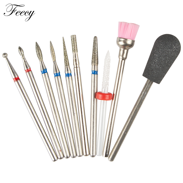 10pcs Ceramic Diamond Grinding Cutter For Manicure Set Nail Bits Grinder Cutters To Remove Gel Varnish Nail Art Accessories