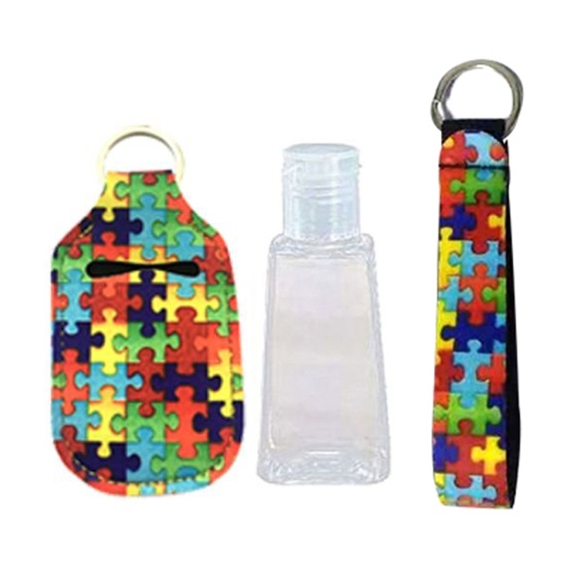 Portable 1oz Refillable Empty Travel Bottles With Keychain Holder Wristlet Set Keychain Bottle Container With Flip Caps