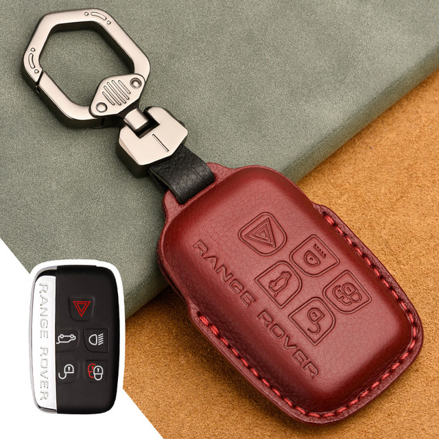 Luxury Genuine Leather Car Key Case For Jaguar Land Rover Evoque Sport Accessories Keychains Bag Holder Keyring Fob Shell