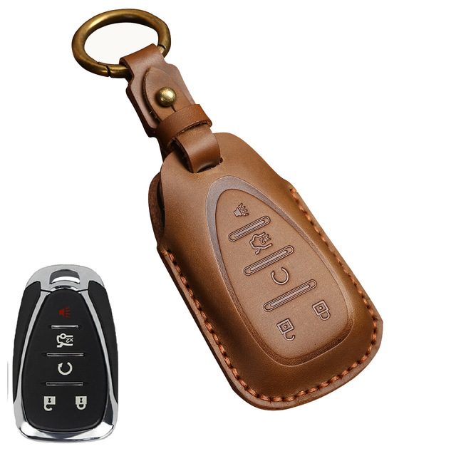 Luxury Leather Car Key Case Cover Fob Protector Keychain Holder For Chevy Chevrolet 2021 JM Trax Crvalier Cruze Malibu Keyring