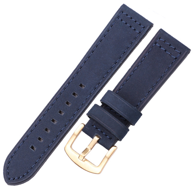 HENGRC Genuine Leather Watches Bracelet Black Blue Gray Brown Cowhide Watch Strap for Women Men 18 20mm 22mm 24mm Wrist Band