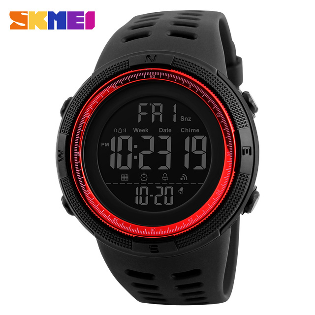 SKMEI Fashion Outdoor Sports Watch Men Multifunction Watches Alarm Clock Chrono 5Bar Waterproof Digital Watch reloj hombre 1251