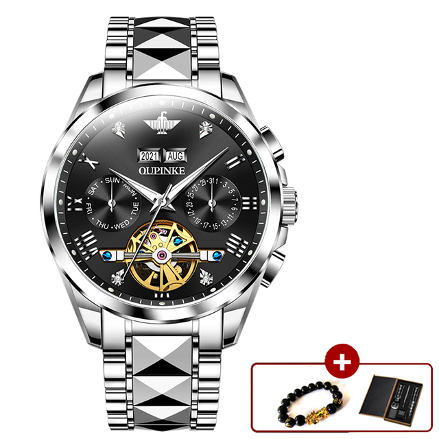 Original OUPINKE luxury automatic men's watch mechanical sapphire crystal waterproof fashion top brand hollow wristwatches