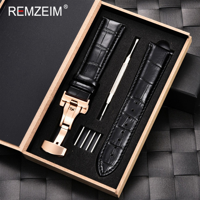 Remz Patterned - Genuine calfskin leather watch strap size 16, 17, 18, 19, 20, 21, 22, 23 and 24mm, with box and watch accessories