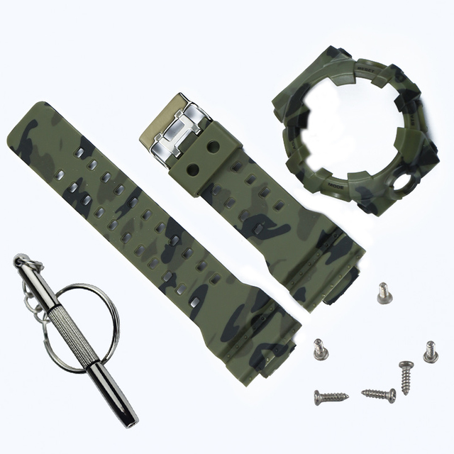 Camo Resin Strap Case Men Watch Accessories for Casio G-SHOCK GA700 GA735 Sports Waterproof Rubber Strap Ladies Watch Band